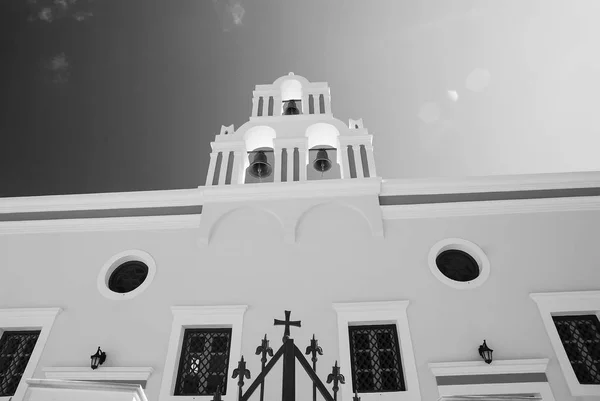 Greek orthodox white Church with a bell tower — Stock Photo, Image