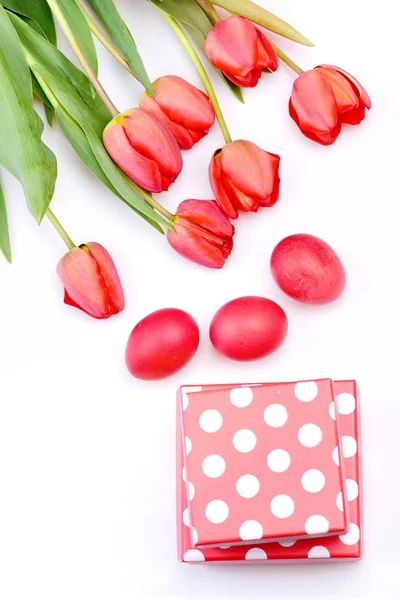 Buquê de tulipas de primavera de férias. Feliz feriado conceito . — Fotografia de Stock