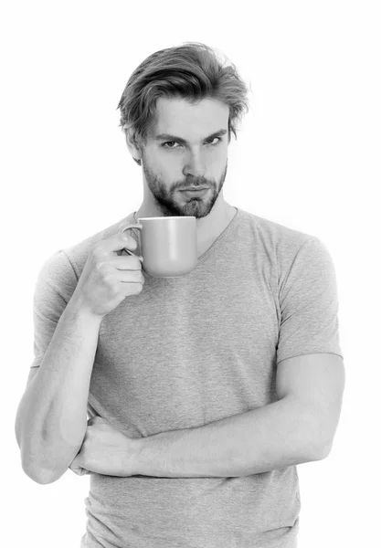 Uomo bere da caffè o tazza di tè — Foto Stock