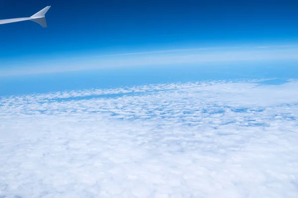 Blue sky clouds seen from airplane beautiful with blue sky background nature