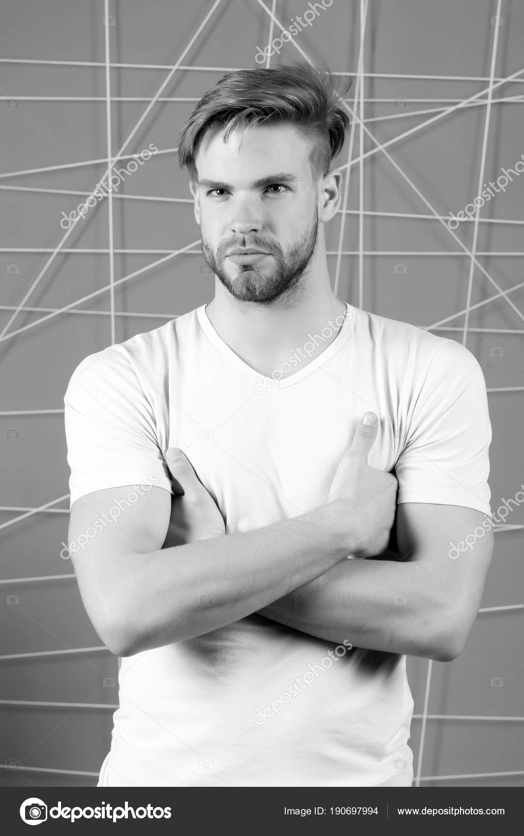 Macho With Blond Hair Stylish Haircut Hair Care In Salon Or