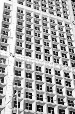 Çelik mavi backgrou görünümüne panoramik ve perspektif geniş açı