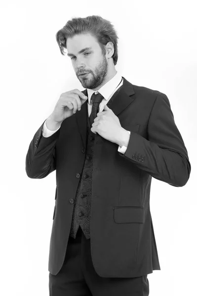 Homem em roupa formal isolado em branco . — Fotografia de Stock