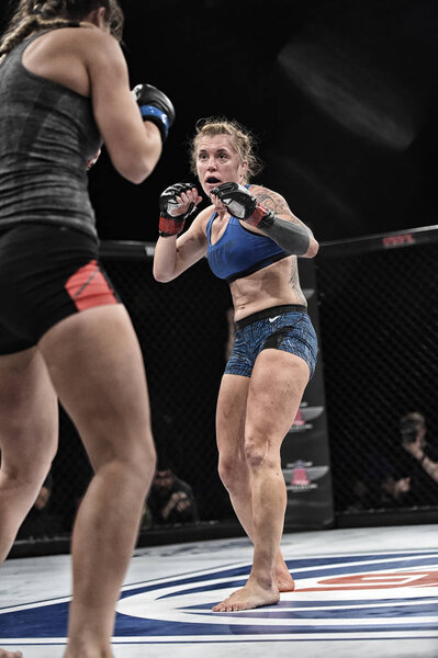 мма бойцы дерутся на ринге
