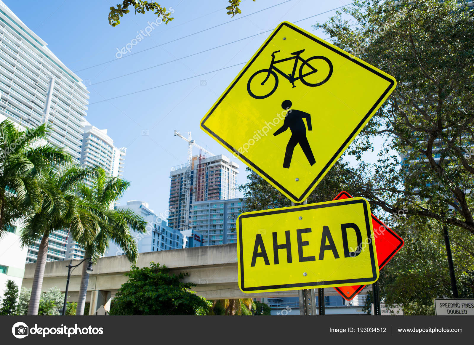 Bicycle & Pedestrian Crossing Ahead Road Signs Poster for Sale by  WHBPhotoArt