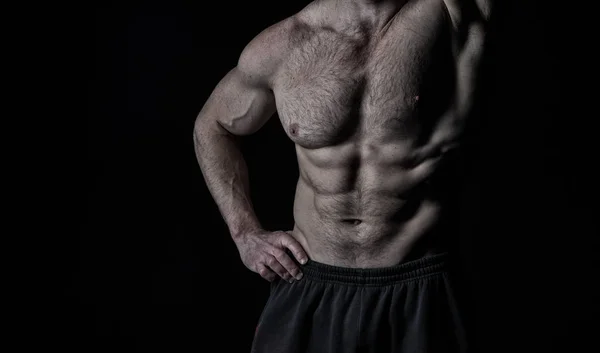 Arm Met Sterke Biceps Triceps Torso Met Zes Pack Spieren — Stockfoto