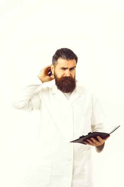 Bearded brutal caucasian doctor or postgraduate student — Stock Photo, Image