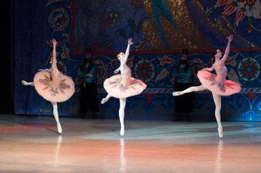 Kiev, Ukrayna - 7 Nisan 2017: bale Corsar ya da Le Corsaire sırasında Ukrayna Ulusal opera adlı dans bale dansçısı genç balerin