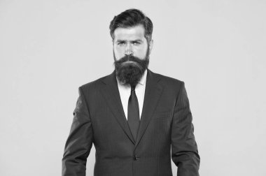 Berber dükkanı ve moda stilisti. Yakışıklı erkek konsepti. Çünkü buna değersin. Kendine güvenen işadamı yakışıklı sakallı adam resmi takım elbiseli. Başarının tadı. Başarılı yakışıklı hipster üst yöneticisi