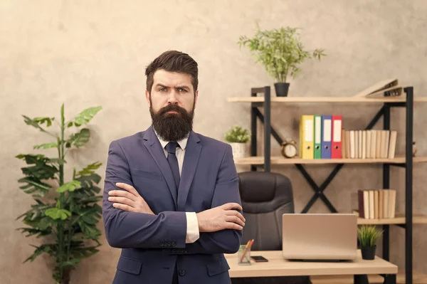 Hiring concept. Recruitment department. Job interview. Welcome team member. Recruiter professional occupation. HR manager. Man bearded manager recruiter in office. Recruiter career. Human resources — Stock Photo, Image