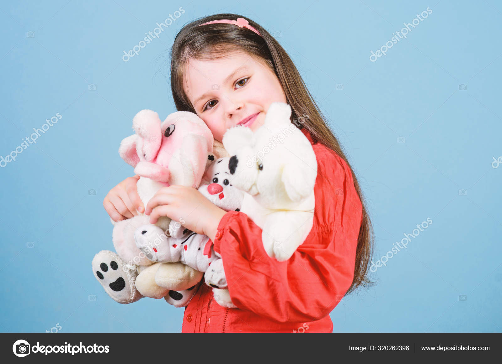 Hugging a teddy bear. small girl with soft bear toy. Childrens ...