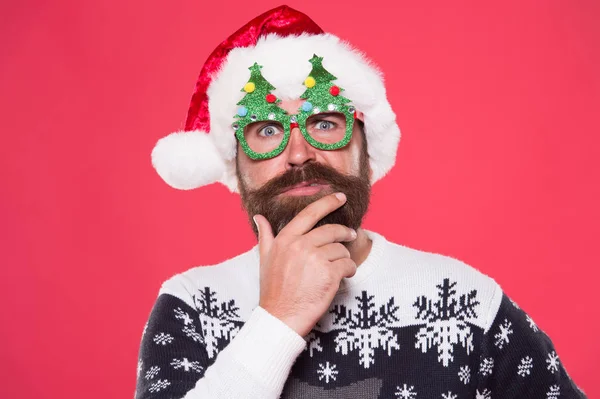 Santa needs good beard. Hipster touch beard hair in festive style. Bearded man with long mustache and beard. Beard styled for santa claus look. Mens grooming salon. Barbershop — Stock Photo, Image