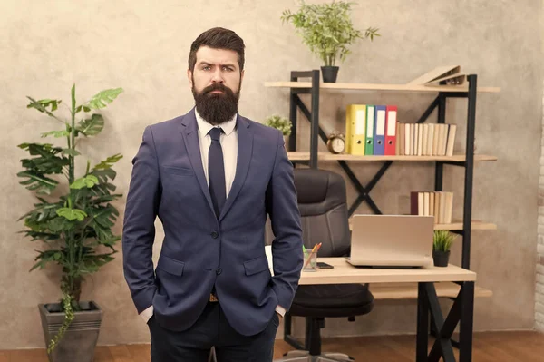 Human resources. Hiring concept. Recruitment department. Job interview. Welcome team member. Recruiter professional occupation. HR manager. Man bearded manager recruiter in office. Recruiter career — Stock Photo, Image