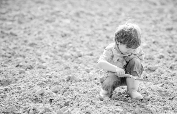 Farming and agriculture. ecology and environmental protection. earth day. soils and fertilizers. summer farm. happy child gardener. spring country. small kid planting a flower. kid with potted plant — Stock Photo, Image