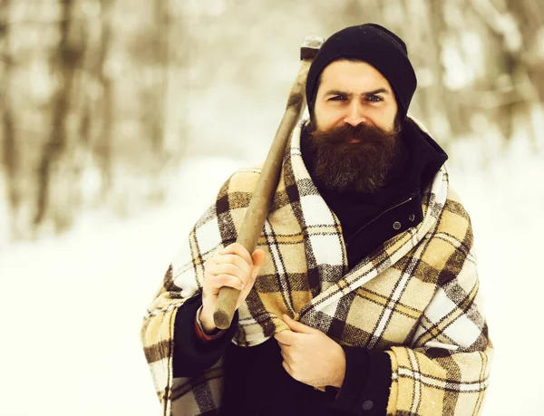 Schöner Mann oder Holzfäller — Stockfoto