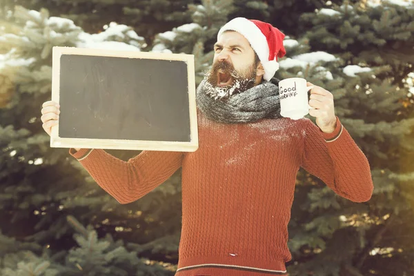 Homem santa com quadro branco — Fotografia de Stock