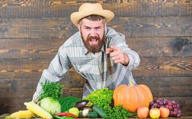 Çiftlik ürünleri. mevsimlik vitamin gıda. Yararlı meyve ve sebze. sakallı olgun çiftçi. hasat festivali. organik ve doğal gıda. Cadılar Bayramınız Kutlu Olsun. zengin sonbahar mahsulü ile adam şef