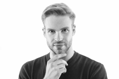 Düşün. Kişisel bakım. Yakışıklı, beyaz bir geçmişi var. Berber kuaför salonu. Sakallı adam. Cilt bakımı. Yüz bakımı. Gençliğini koru. Tüylü ve güzel saç stili olan bakımlı bir adam. Erkek güzeli.