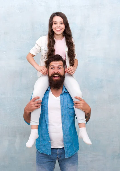 Birthday boy. Happy to be father. Dad and daughter having fun. Cheerful father. How dad approaches life will serve example for daughter build own life. Fun time together. Child and dad best friends — Stock Photo, Image