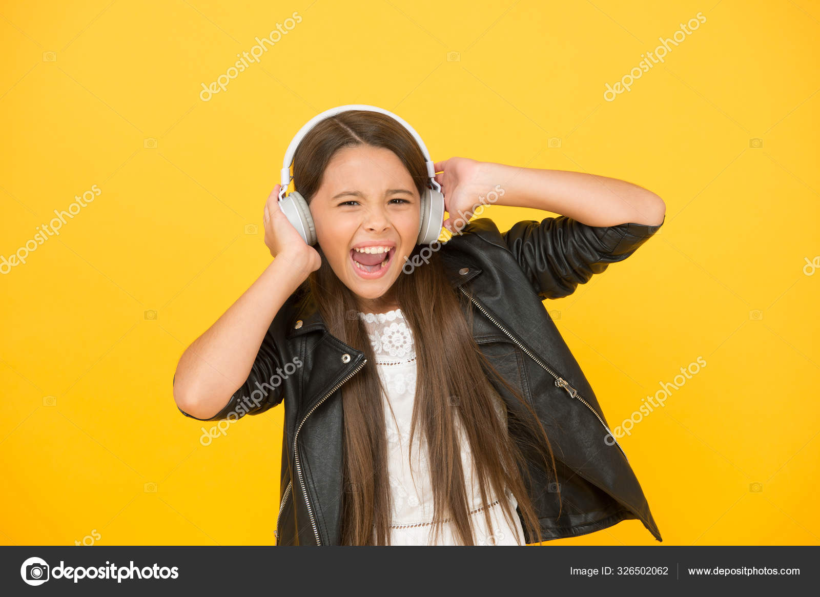 Lady DJ long hair. happy smile. hipster urban style girl. lifestyle concept. biker kid in headset. Lady DJ long hair. happy smile. hipster urban style girl. lifestyle concept. biker kid in headset.