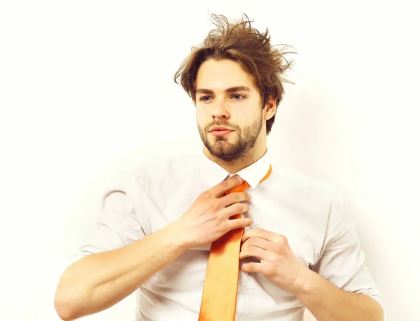 酸橙领带办公室职员概念中的高加索男子气概 — 图库照片