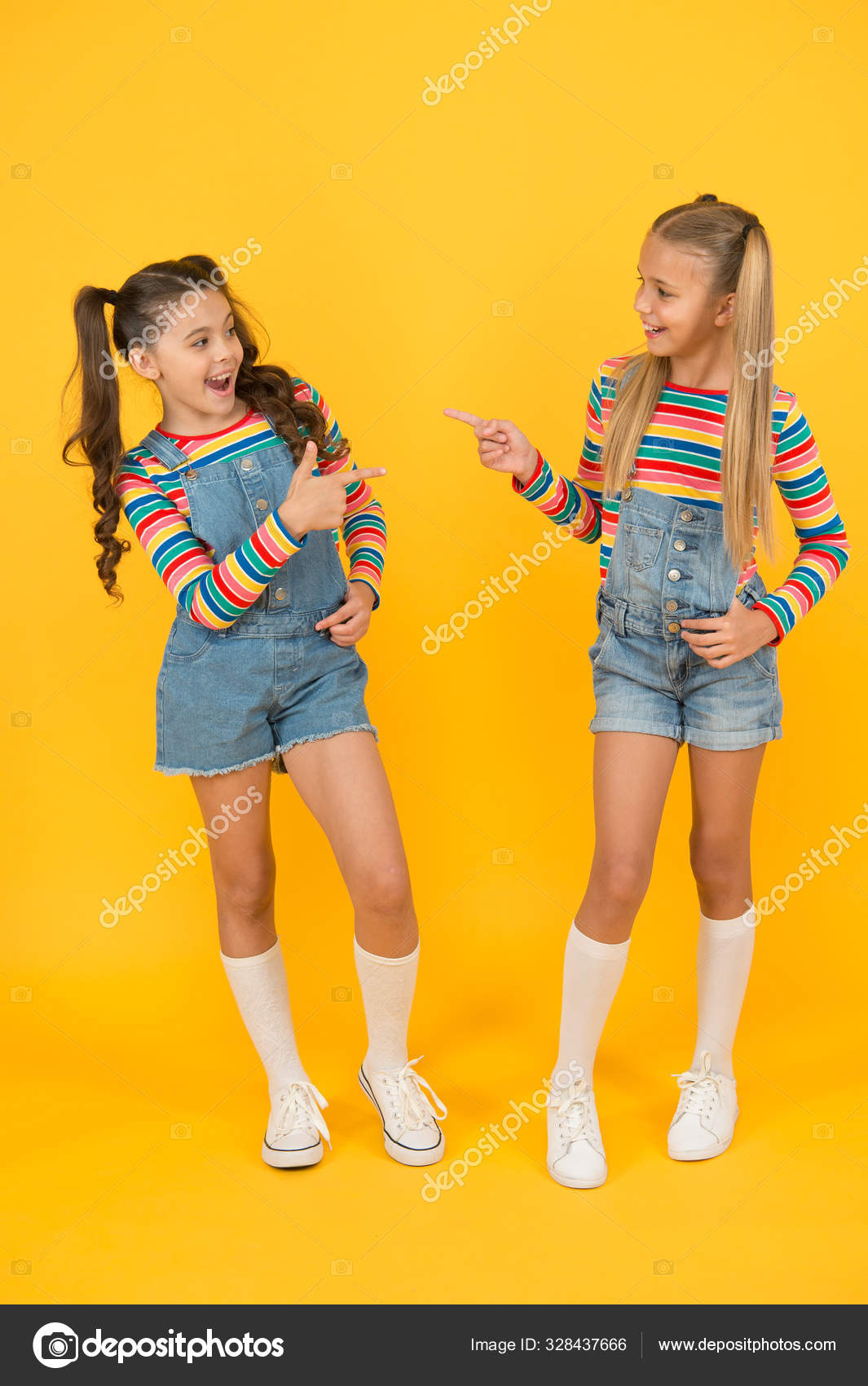Little Kids Wearing Different Fashion Clothes - Stock
