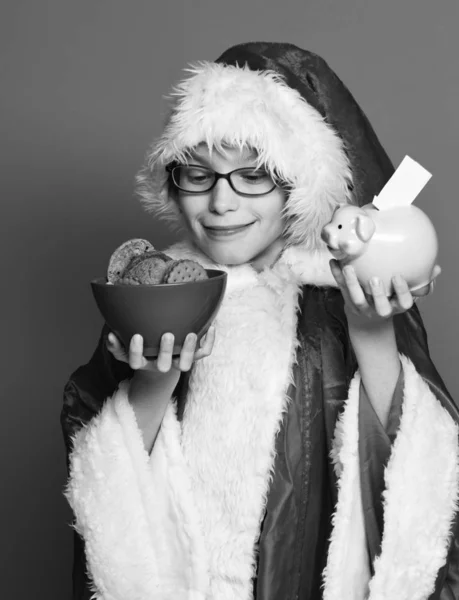 Młody słodkie Santa Claus chłopiec — Zdjęcie stockowe