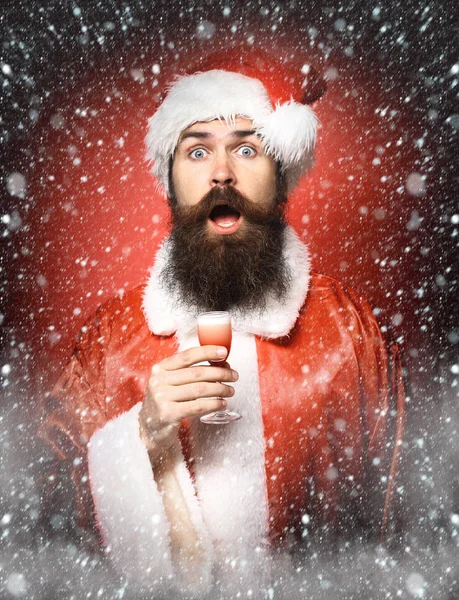 Handsome bearded santa claus man with long beard — Stock Photo, Image