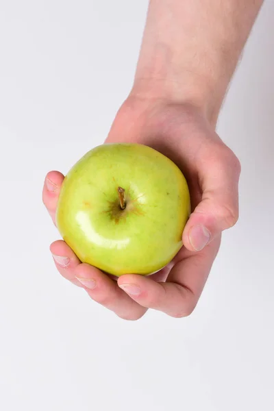 Vitamines et concept de fitness. Pomme placée sur fond blanc . — Photo