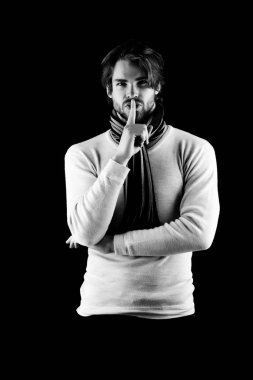 Adam sakal ve şık saç geçici olmak sessiz işareti