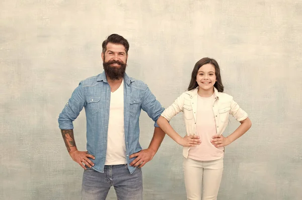 Building good family relationship. Little girl and bearded man enjoying happy relationship. Loving relationship between father and small daughter child. Love and trust in relationship