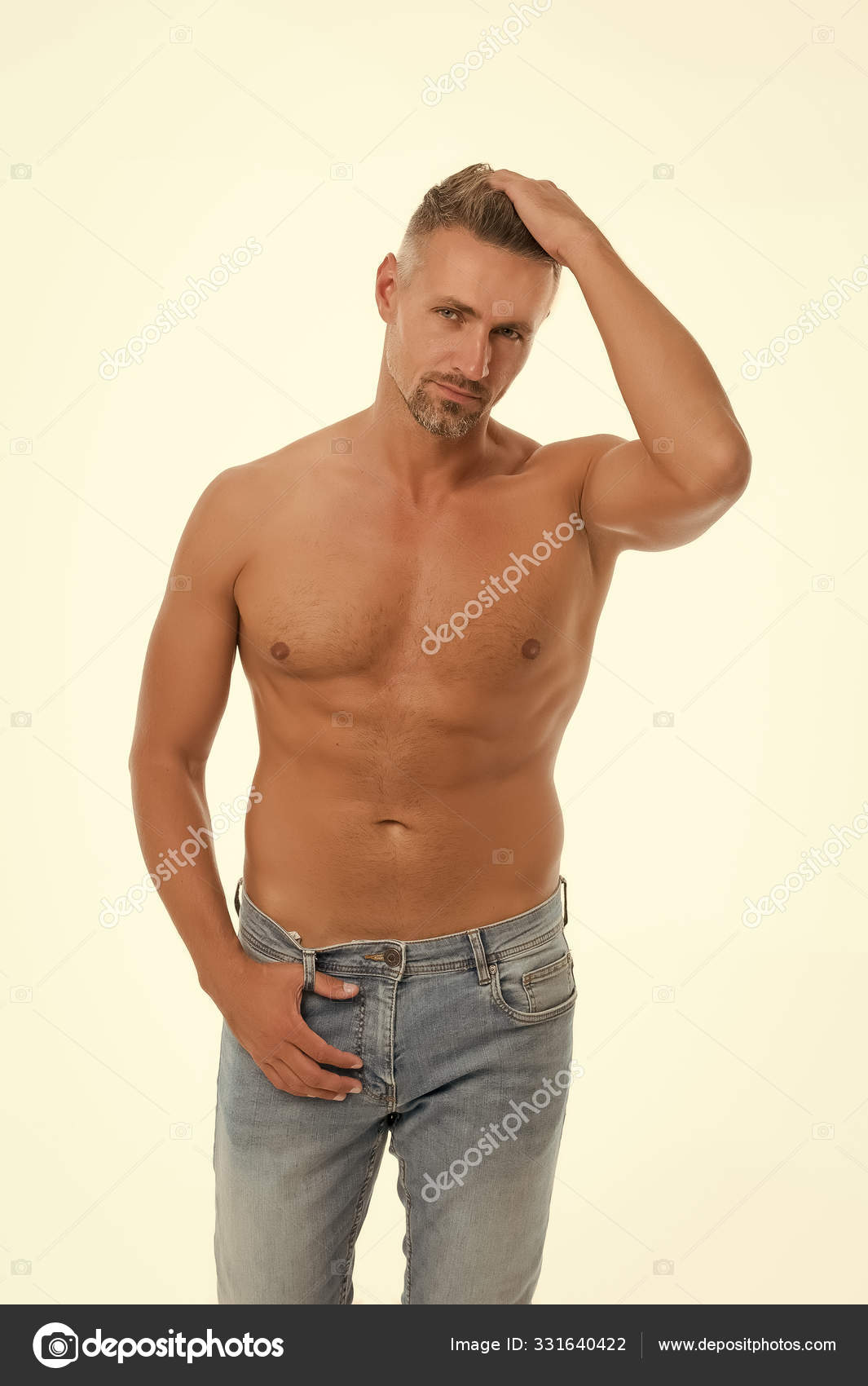 Hair removal. Male natural beauty. Man attractive well groomed facial hair. Barber shop concept. Man mature good looking model. Muscular chest smooth skin. Sexy torso. Sugaring hair removal Stock Photo by ©stetsik Hair removal. Male natural beauty. Man attractive well groomed facial hair. Barber shop concept. Man mature good looking model. Muscular chest smooth skin. Sexy torso. Sugaring hair removal Stock Photo by ©stetsik