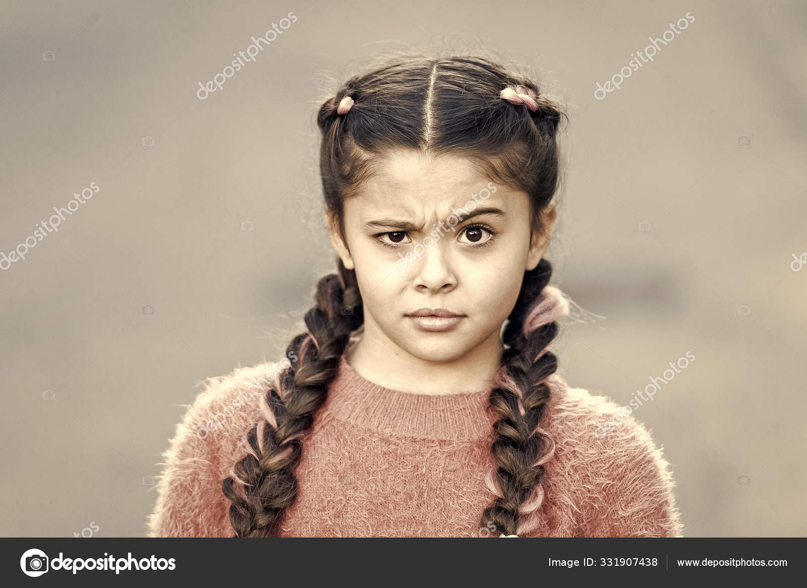 Suspicious Look Kanekalon Strand In Braids Of Child Braided