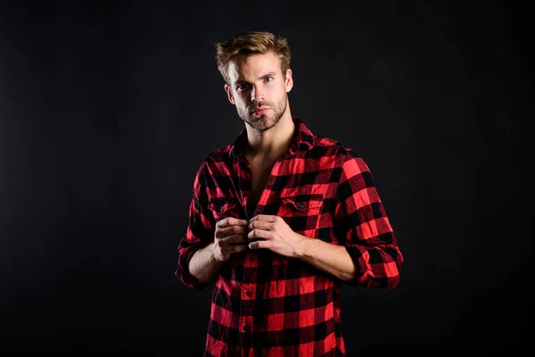 Hipster black background. Meaning of modern manliness. Handsome well groomed man. Exhibit masculine traits. Standards of manliness or masculinity. Manliness concept. Barbershop and beauty salon