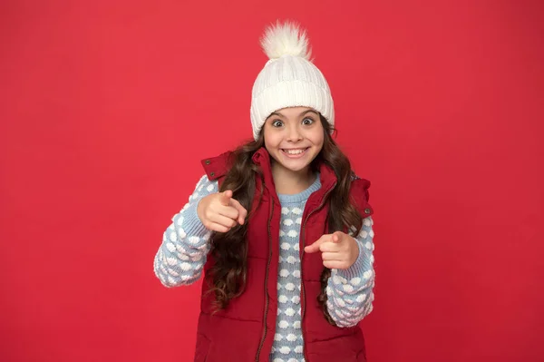 Fitting you perfectly. are you ready. feeling warm and happy. cheerful child in cosy knitted outfit. winter fashion for kids. childhood happiness. happy winter holiday and activity. weather forecast