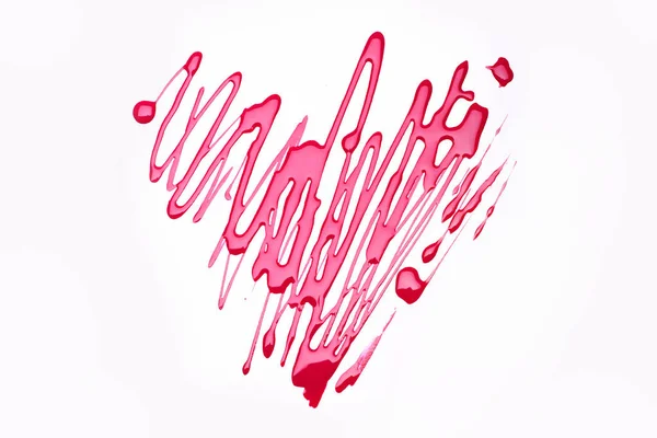 Symbole d'amour peint avec un vernis rose sur une surface blanche — Photo