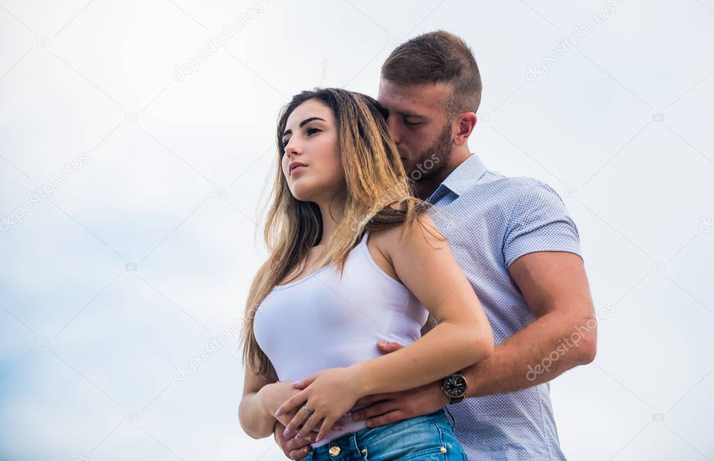 Eternal love. romantic relationship. love date. couple in love. family relations and happiness. family values. man and woman embrace. valentines day. sexy girl with her boyfriend outdoor