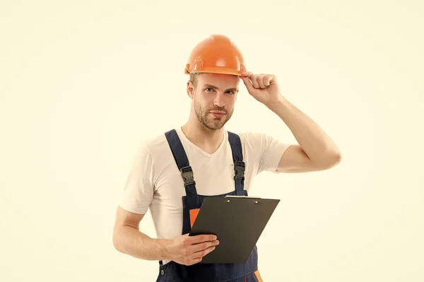 General plan. Repair service. Repair and renovation concept. Repair workshop. Handyman home repair. Repairing and renovating. Home improvement. Man in helmet laborer on white background