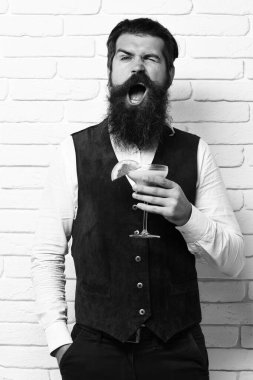 Uzun sakallı komik, yakışıklı sakallı adam.