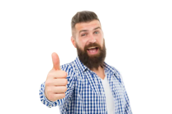 Good job. Services for men. Trust your barber. Facial hair. Hipster with long beard and stylish hair on white background. Brutal guy with shaped beard hair. Bearded man with unshaven face hair — Stock Photo, Image