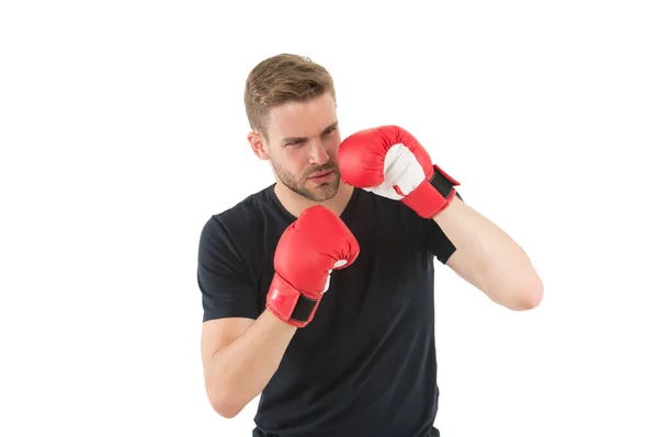 Dernier combat. sportif musclé en gants de boxe poinçonnage. entraînement avec entraîneur. C'est mon combat. K.O. dans le sport. plein d'énergie. Succès sportif. Entraînement de boxeur, fitness. vêtements de sport mode — Photo