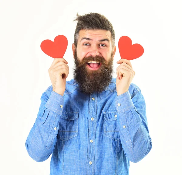 Hipster no amor, com o rosto sorridente comemorar dia dos namorados — Fotografia de Stock