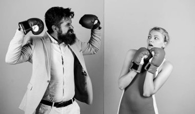 Gerçek şampiyon. Sakallı hippi adam bir kadınla kavga ediyor. Aile boks eldivenleri. Güç ve güç. İlişki sorunları. Spor. Nakavt yumruğu. ki o haklı. Dövüşü kazan