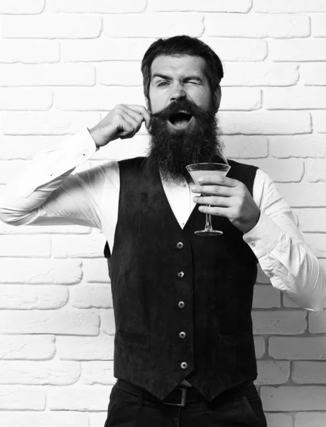 Lustige gutaussehende bärtige Mann mit langem Bart — Stockfoto