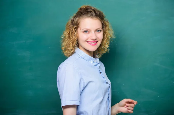 university or college life. woman teacher at school lesson. knowledge day. empty blackboard information. back to school. woman likes studying. happy student at blackboard. Homeschooling concept