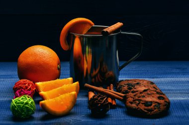 çay veya tarçın, portakal, süper Noel'de mulled şarap