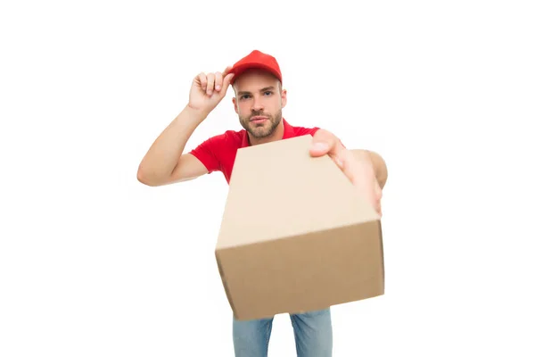 Delivery services are now only option. Shopping concept. Safely ordering food. Courier delivering package. Grocery delivery service during quarantine measures. Food delivery services. Stay at home — Stock Photo, Image