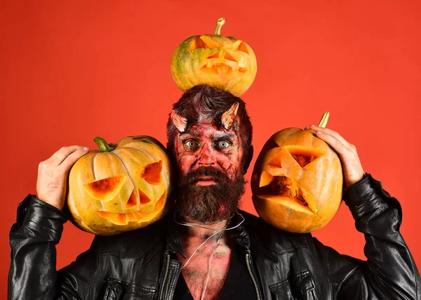 Halloween party concept. Monster with October decorations. — Stock Photo, Image
