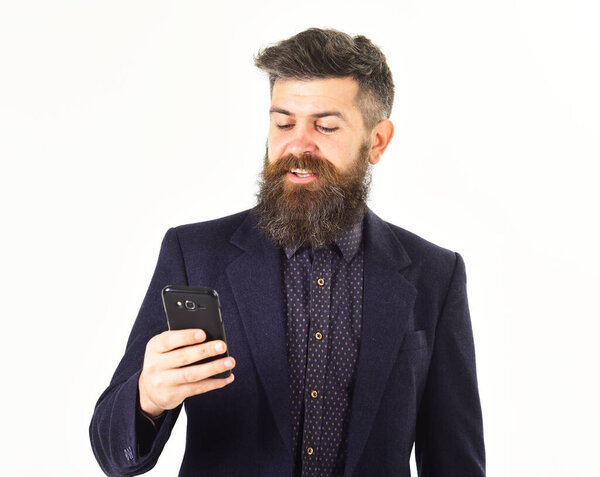 Businessman use mobile to serf internet