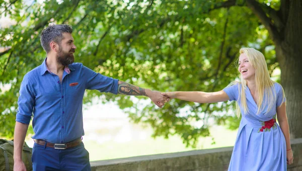 Bond and relationship concept. Bearded man walks — Stock Photo, Image